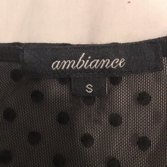 Ambiance Black shirt with sheer polkadot top. - Picture 2 of 3